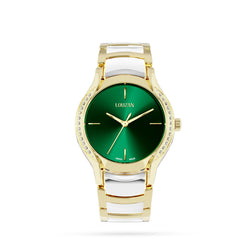 Cryste watch  gold silver and green