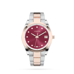 Timeless watch rose gold -silver and burgundy