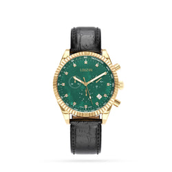 Legacy watch black leather and green mop