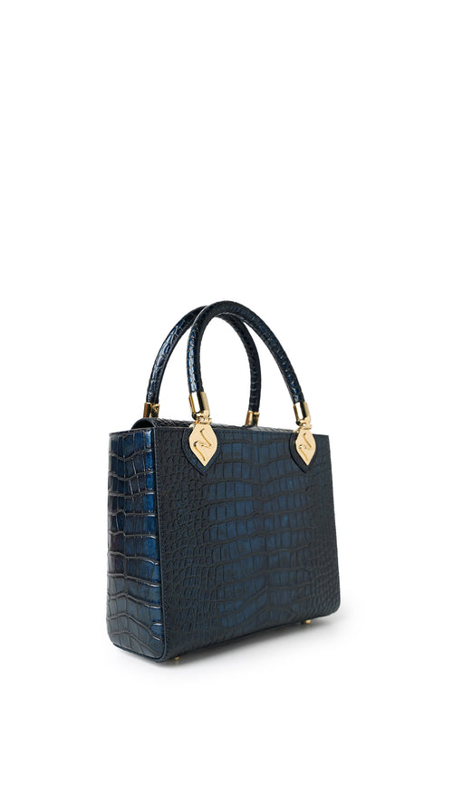 Joy Bag Croco Metallic Blue