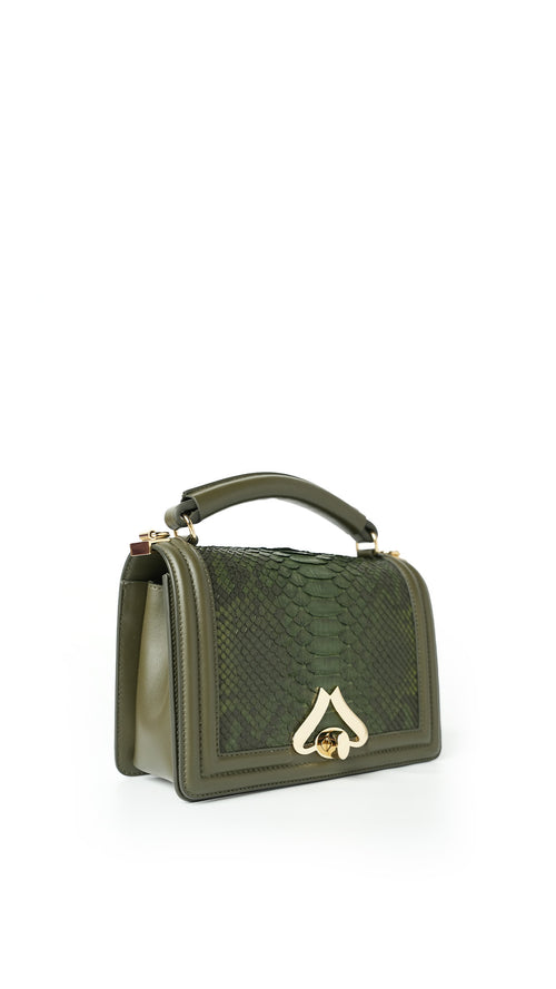 Charm Bag Python Green and Dark Green Matt