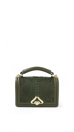 Charm Bag Python Green and Dark Green Matt