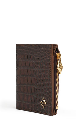 VIBE WALLET CROCO METALLIC BROWN SMALL