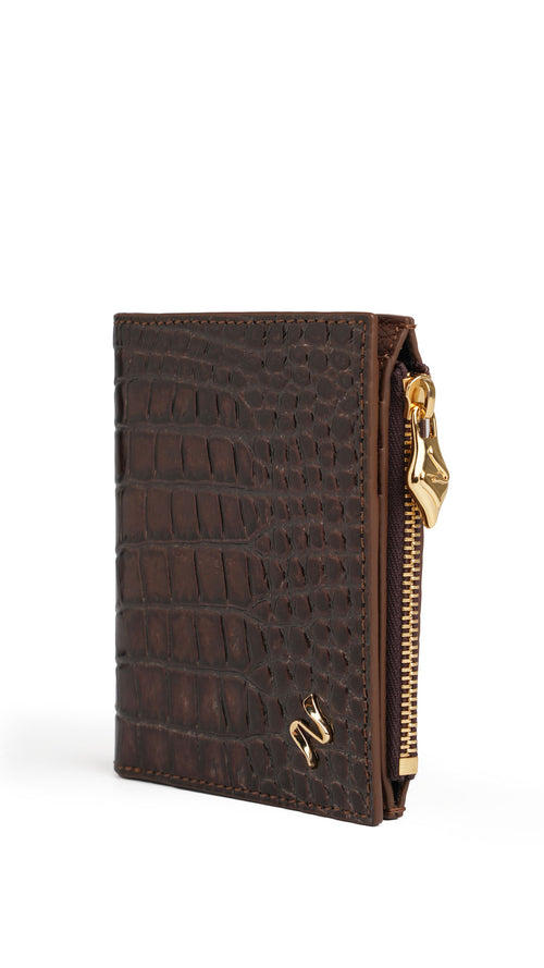 VIBE WALLET CROCO METALLIC BROWN SMALL